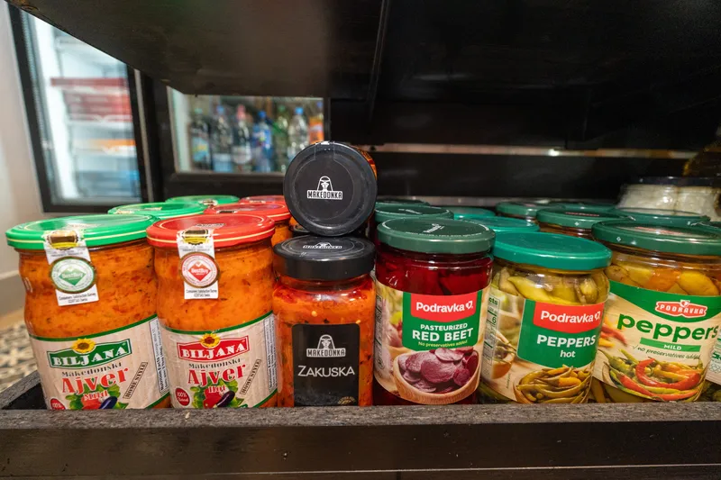 Biljana ajvar, Makedonka zakuska and Podravka red beet and peppers on the WYN MKT shelf