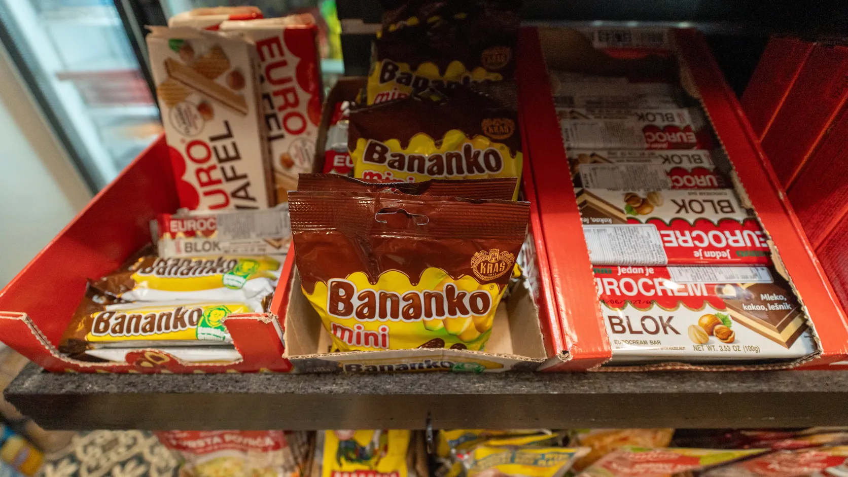 Bananko, Eurocrem Blok and Euro Vafel on the WYN MKT shelf